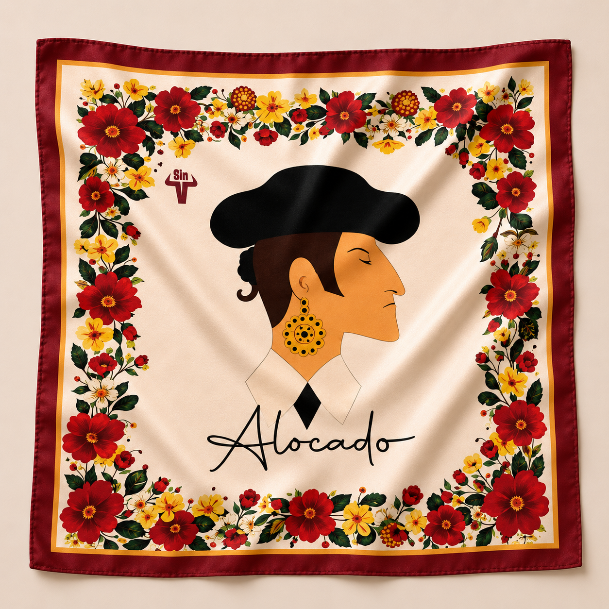 Pañuelo Alocado Natural semiseda estampado taurino Sin Vergüenza Brand